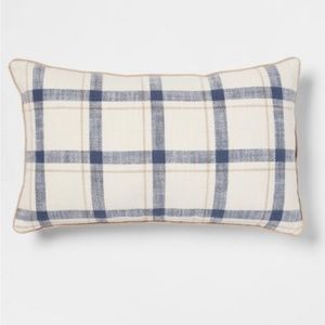 Set of 2 Threshold Blue and Cream Plaid Pillow